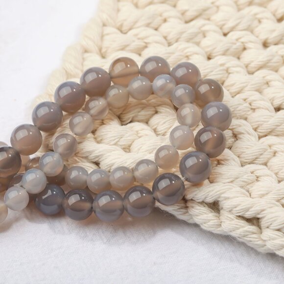8mm Gray Agate Round Beads DIY Jewelry Making - Picture 1 of 3